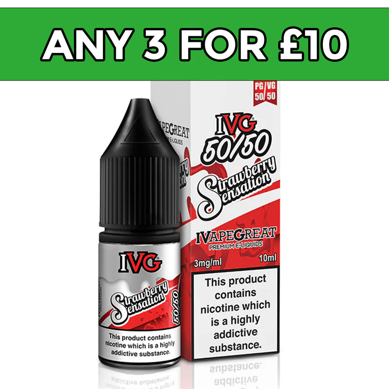 IVG 50/50 Strawberry Sensation E Liquid 10ml