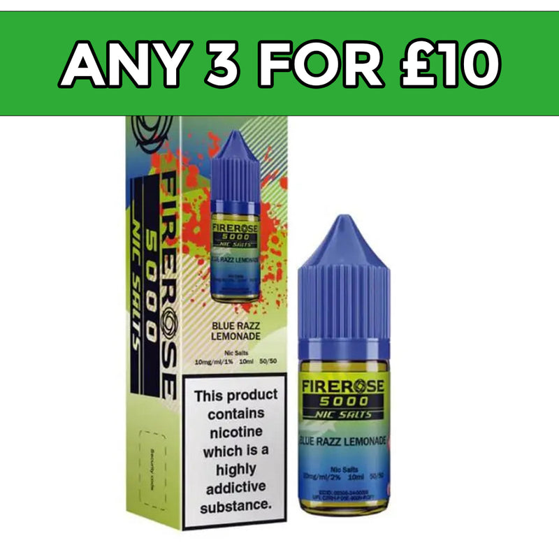 Firerose 5000 Blue Razz Lemonade 20mg Nic Salt E-Liquid Salts 10ml