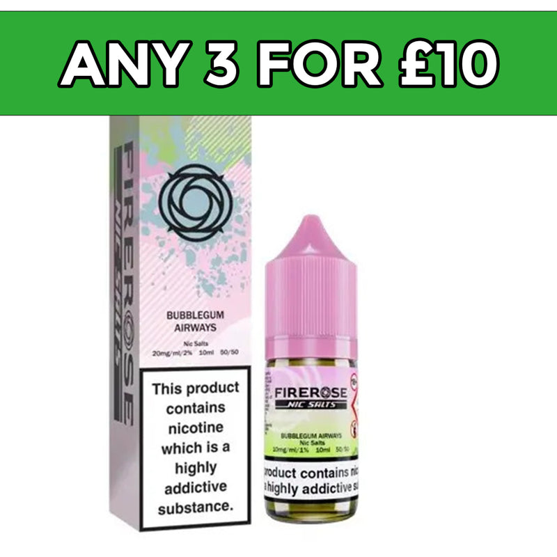 Firerose 5000 Bubblegum Airways Nic Salt E-Liquid Salts 10ml