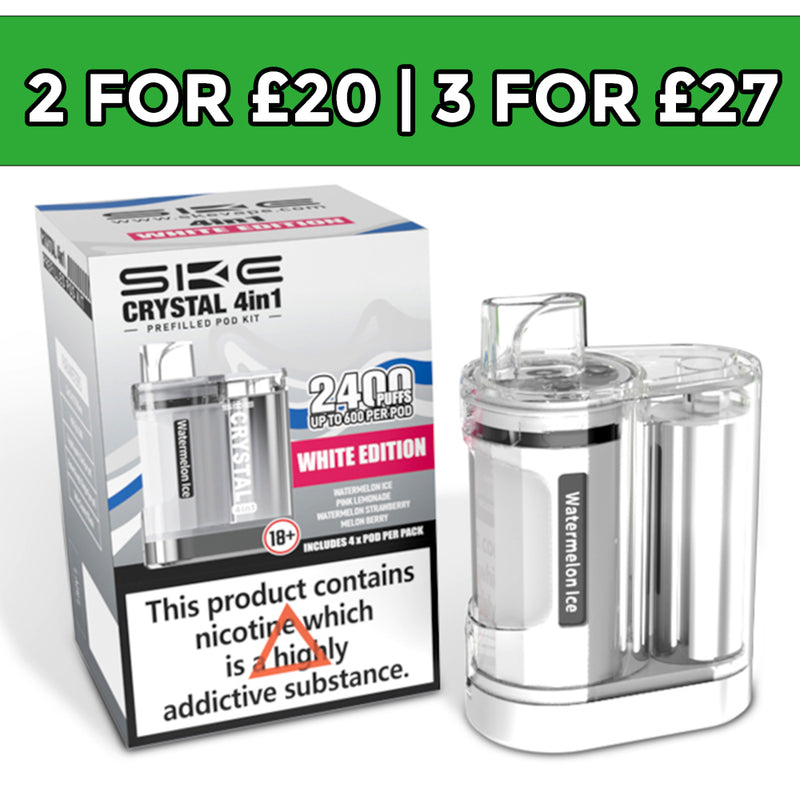 SKE Crystal 2400 4 in 1 Pod Kit White Edition